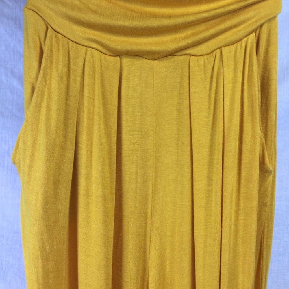 Heart Hips Womens Strapless Mustard Yellow Gathered Jumpsuit Sz S - Picture 14 of 14